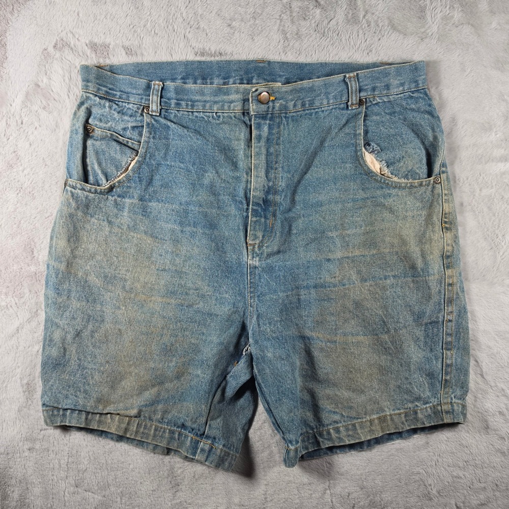 Bug Trading Co Denim‎ Shorts Mens 38 Blue Vintage Distressed Ramie Cotton 90s